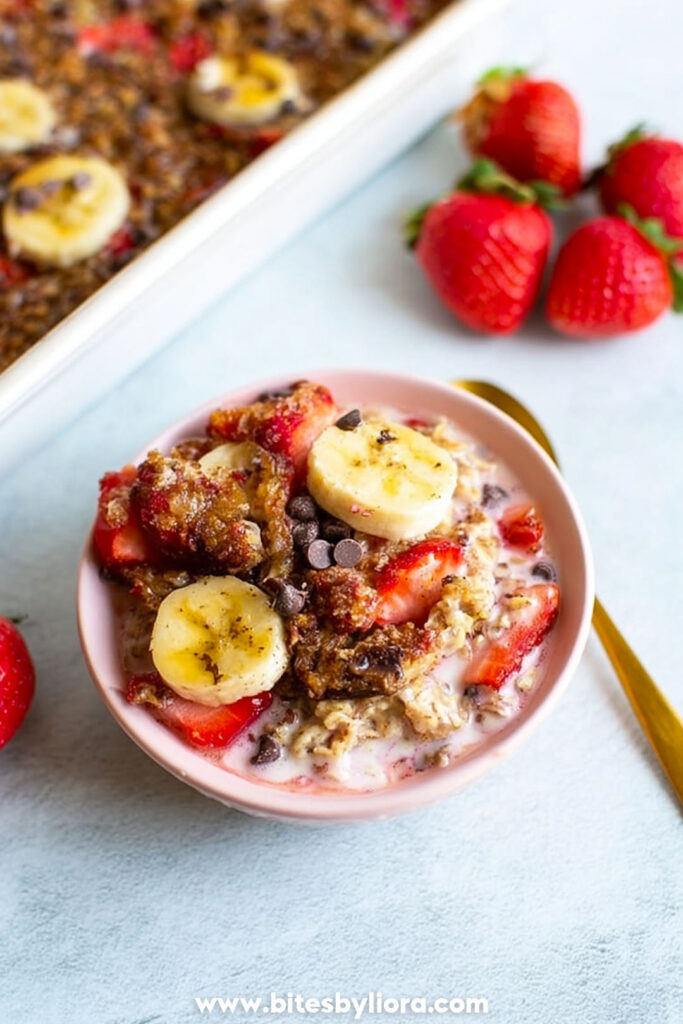 Easy Strawberry Banana Baked Oatmeal