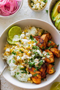 Street Corn Chicken Rice Bowls